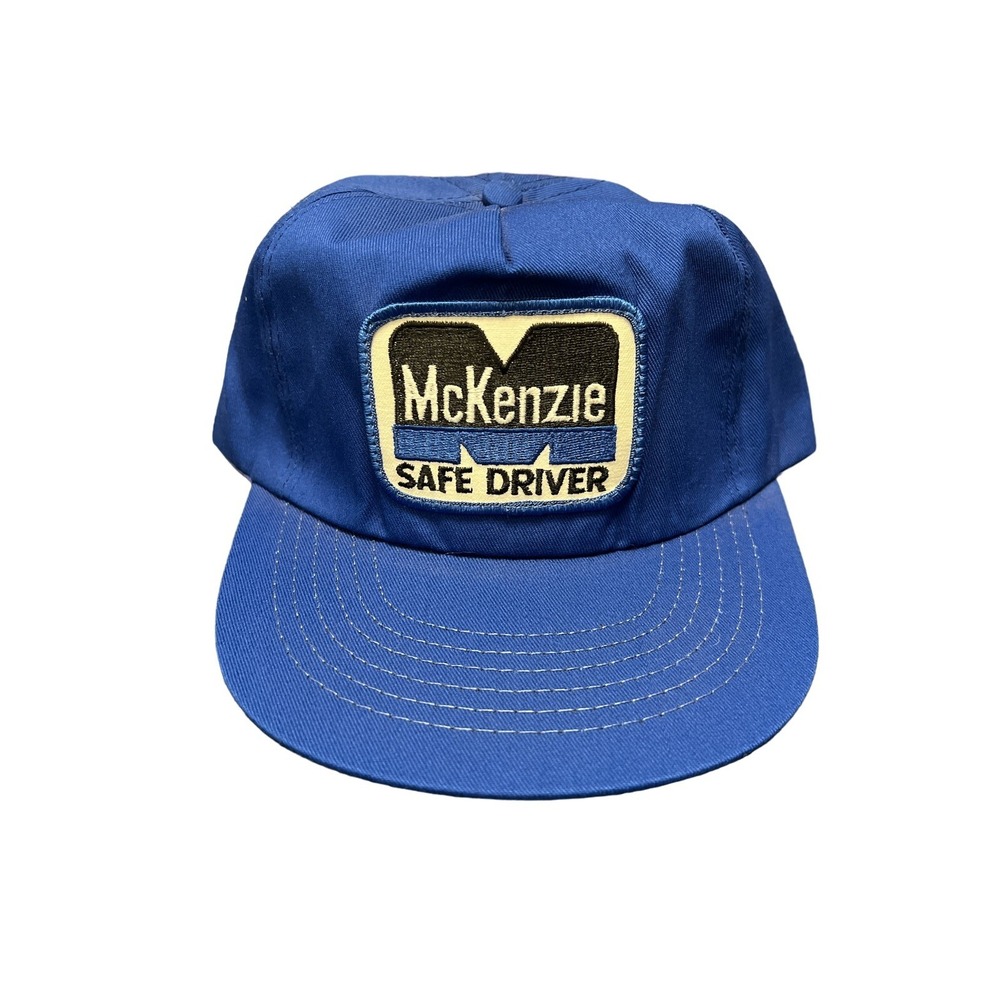 Vintage Blue Mckenzie Safe Driver Snapback Trucker Hat Made in USA NOS